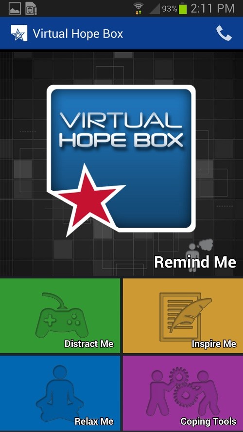 main Virtual Hope Box screen